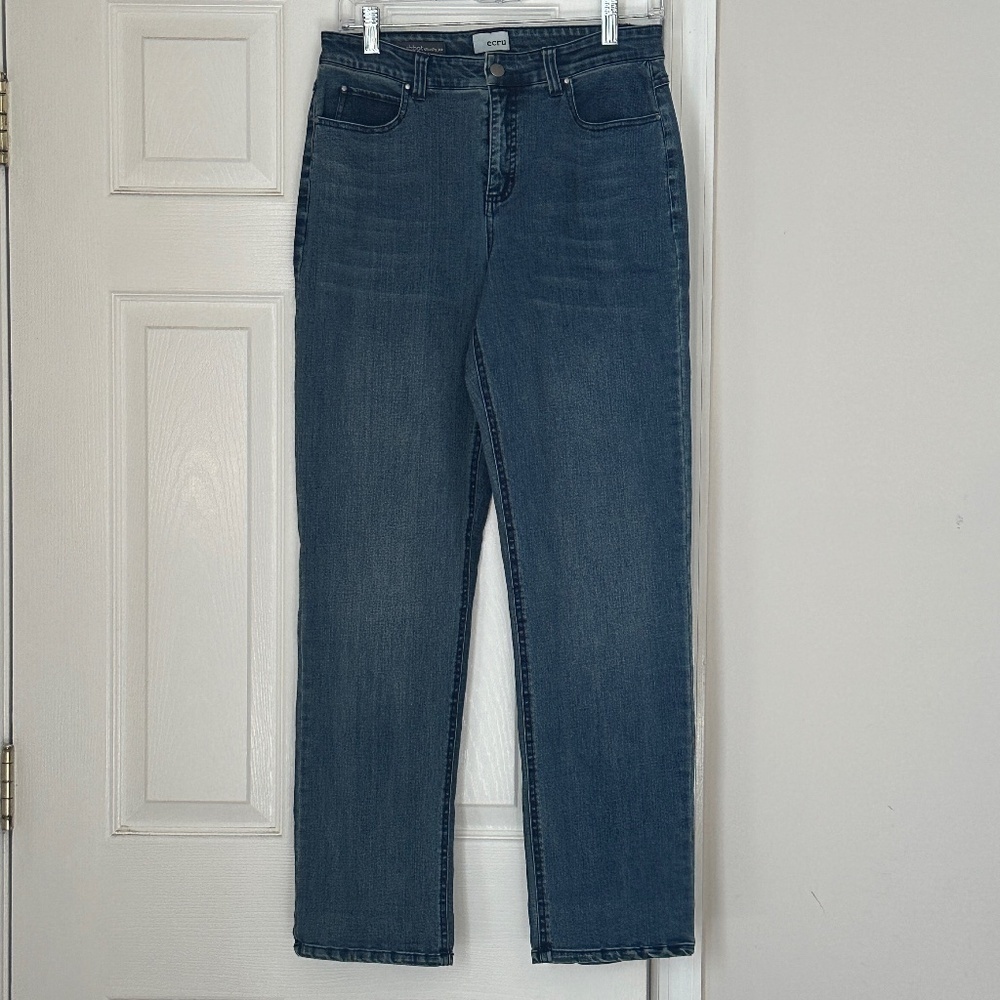 Ecru The Abbot Slouchy Straight Leg Jean Size 28 Medium Denim Wash High Rise